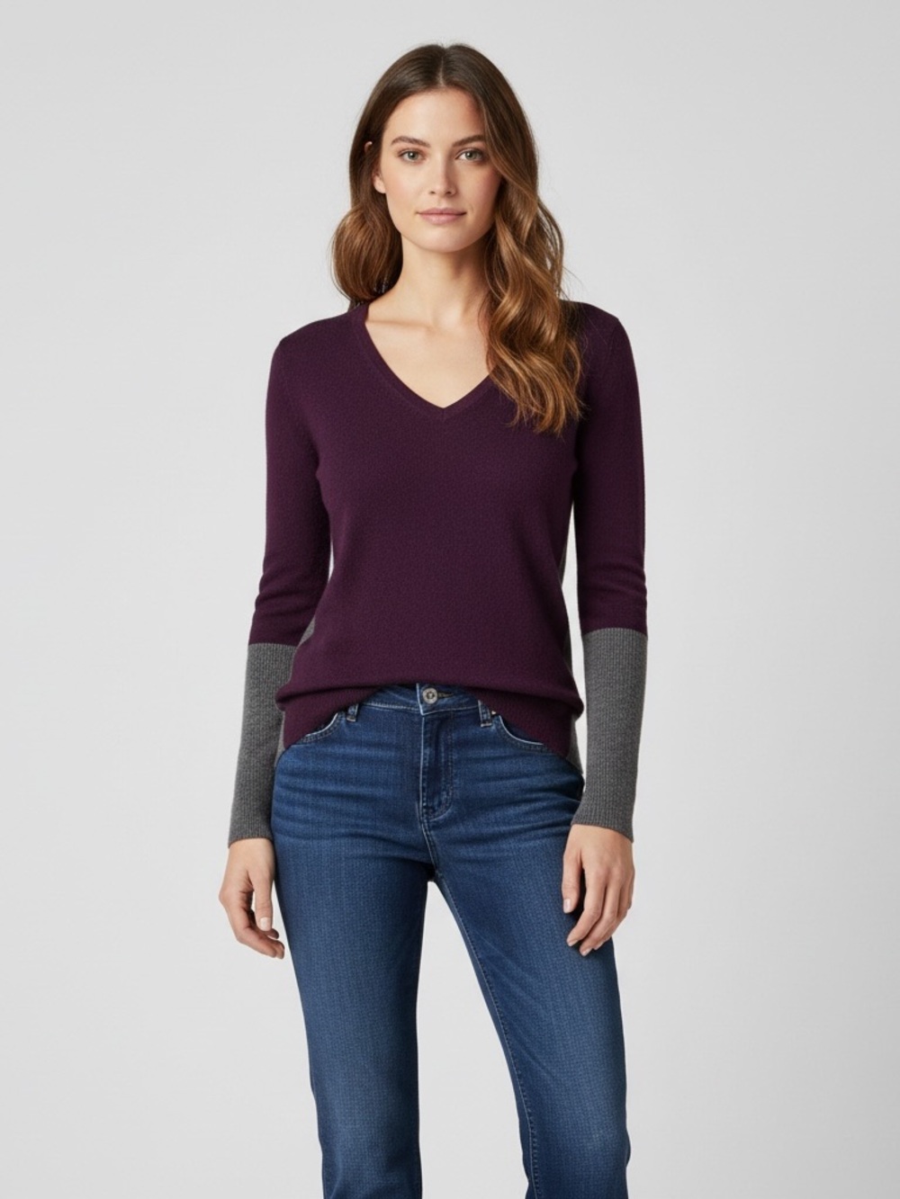 J Brand | 100% Cashmere purple brown v-neck pullover sweater size extra small